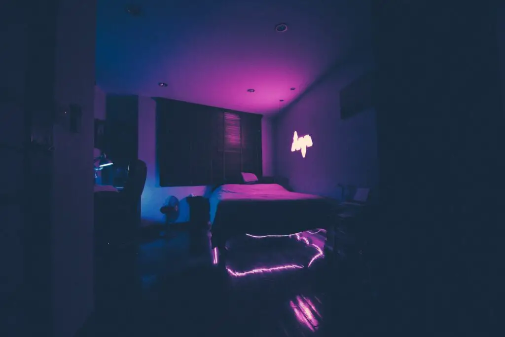 neon above bed